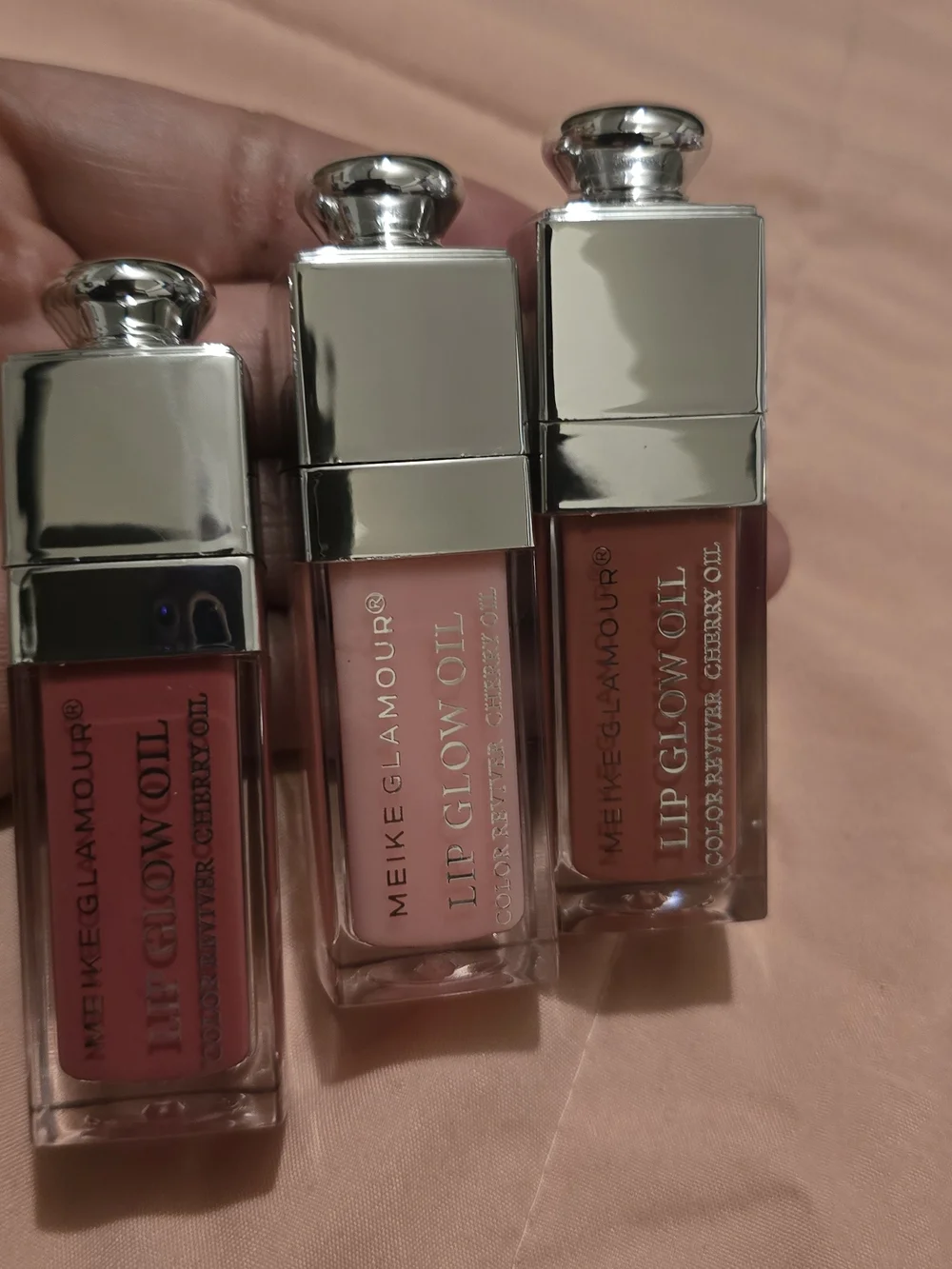 MEIKE GLAMOUR Lip Glow Oil Trio - Pink, Mauve, Rose